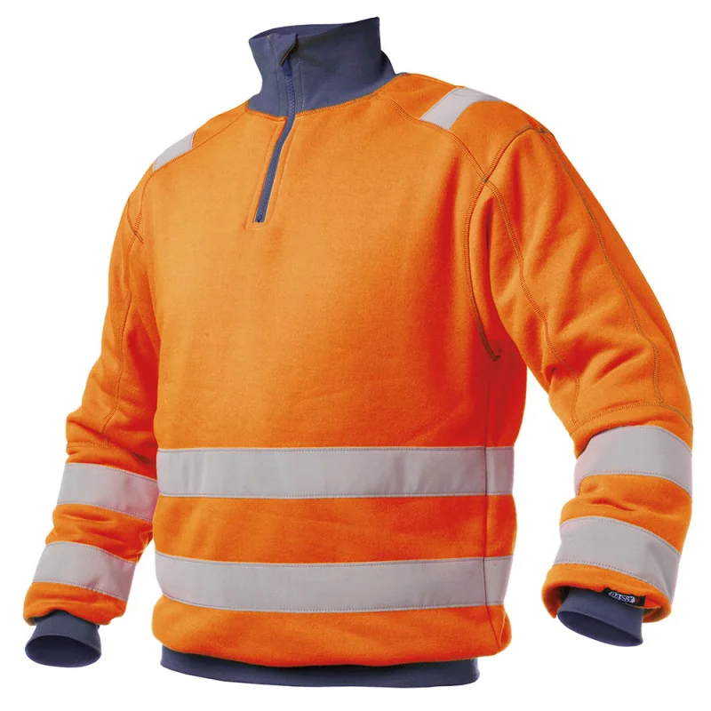 Sweat haute visibilité col montant - DASSY DENVER 5 / Taille XXL Orange hivi / Bleu Marine