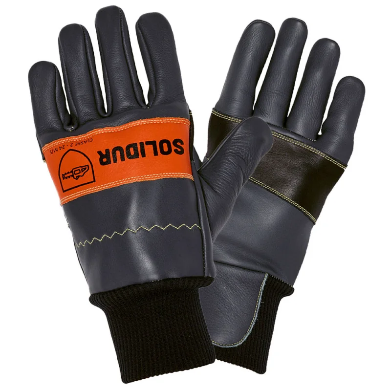 Gant forestier protection main gauche Classe 2 - SEQUOIA SOLIDUR - Déstockage 12 Gris / Orange
