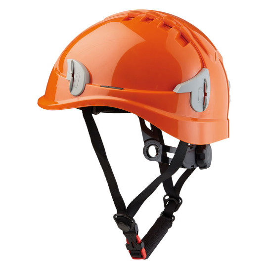 Casque de sécurité orange ventilé avec jugulaire ALPIN SINGER