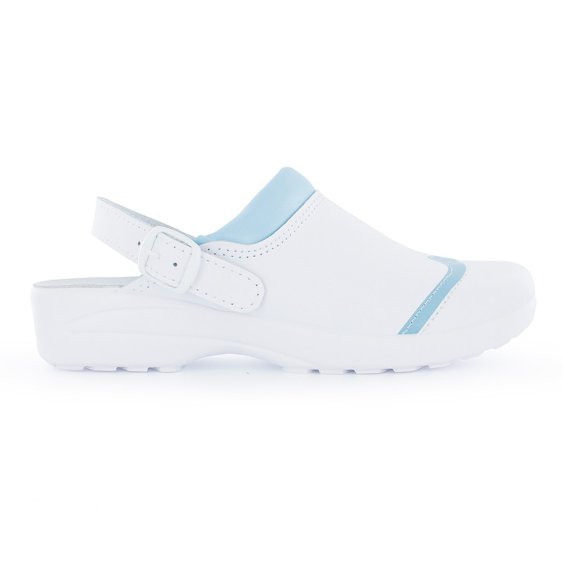 Sabot infirmière en cuir avec bride - MADO NORDWAYS 38 Blanc / Bleu