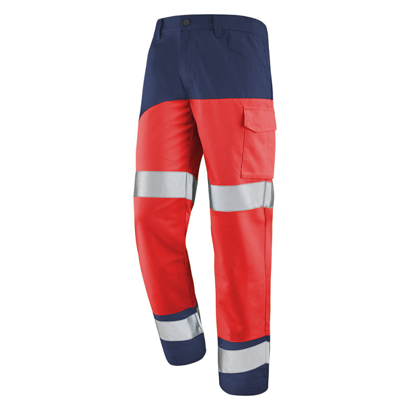 Pantalon haute visibilité classe 2 - FLUO SAFE XP CEPOVETT 5 / 56-58 Rouge hivi / Bleu Marine