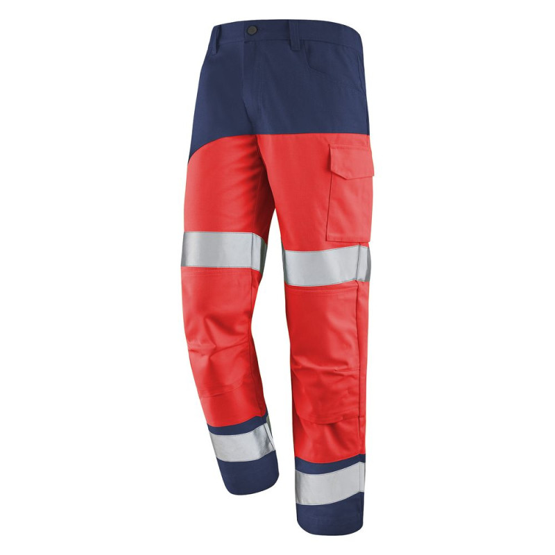 Pantalon haute visibilité classe 2 avec poches genoux - FLUO SAFE XP CEPOVETT 9B87 6 / 60-62 Rouge hivi / Bleu Marine