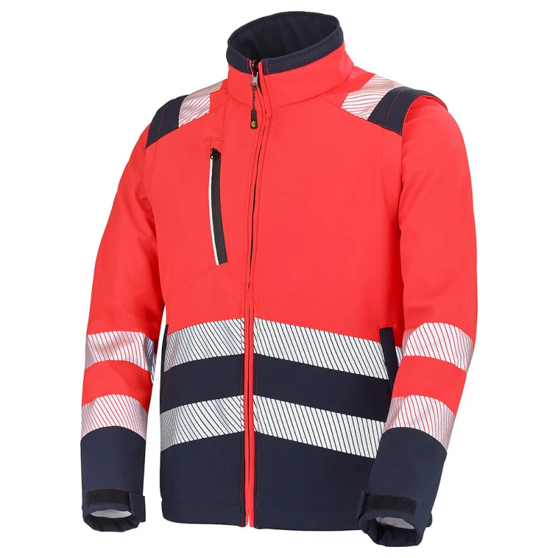 Softshell haute-visibilité classe 2 TATRAS XP manches amovibles - CEPOVETT SAFETY 3 / Taille L Rouge hivi / Bleu Marine