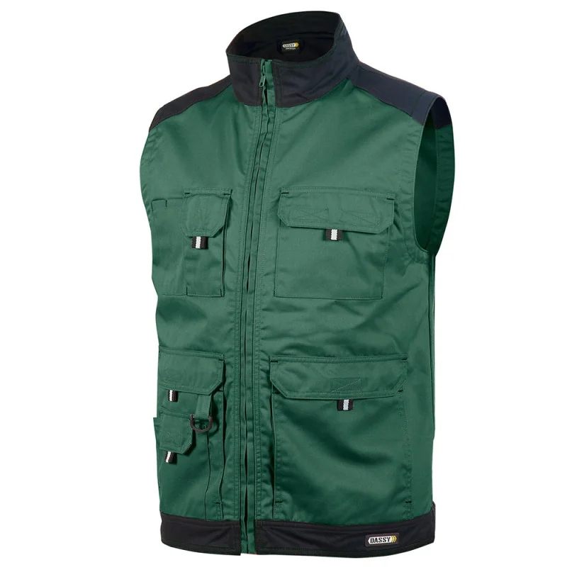 Gilet de paysagiste été multipoches - DASSY FARO 6 / Taille 3XL Vert contrasté Noir