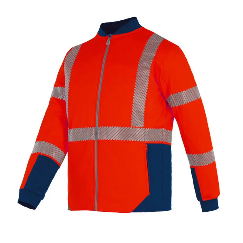 Sweat haute visibilité zippé classe 3 - RODRIGUES T2S Rouge hivi / Bleu Marine XXL
