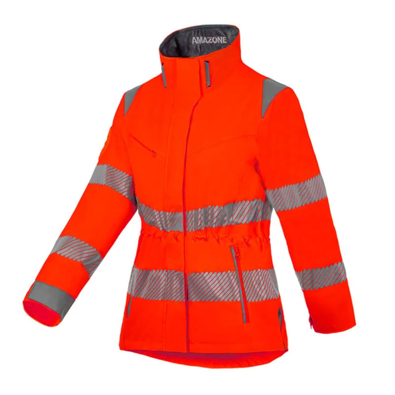 Veste haute visibilité femme imperméable - AMAZONE T2S L Rouge fluo