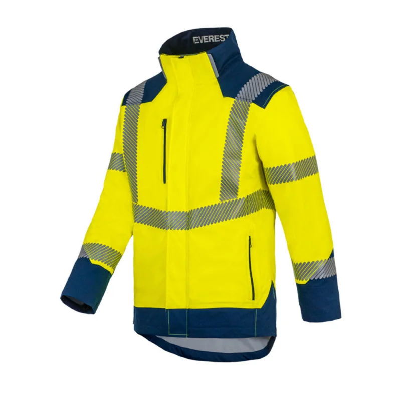 Parka haute visibilité imperméable - EVEREST T2S Jaune hivi / Bleu Marine M