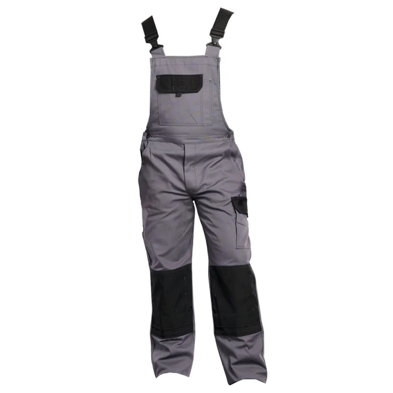 Salopette de travail avec poches genoux PBV KLAUS - 07TYCGN Gris / Noir T1 / Taille M