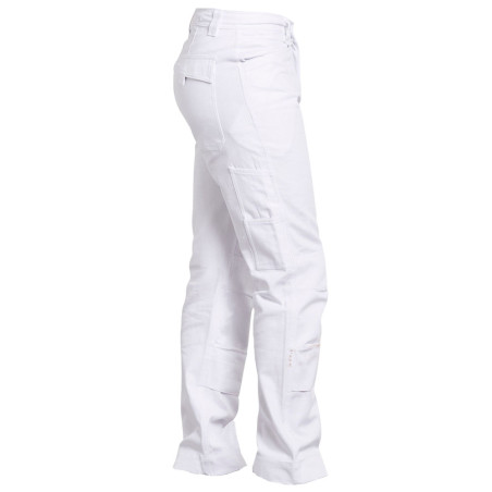 Pantalon pro PBV blanc avec poches genoux 01AB