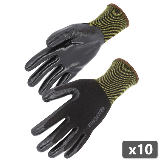 Lot de gants de manutention x10 Singer Safety NYM313NIB