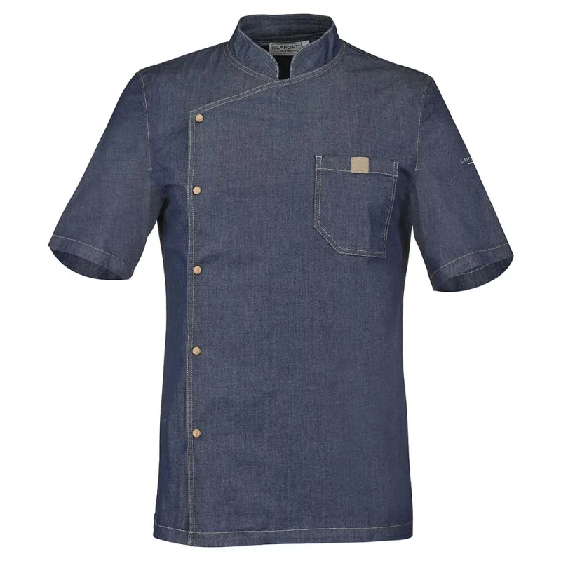 Veste de cuisine denim manches courtes BIEVRE LAFONT Bleu Indigo 8 / Taille 5XL