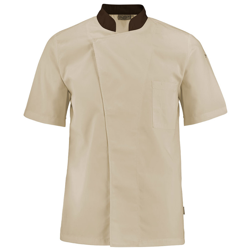 Veste de cuisine manches courtes Homme Lafont TURNIP - 2TRNPC 2 / Taille M Beige / Chocolat