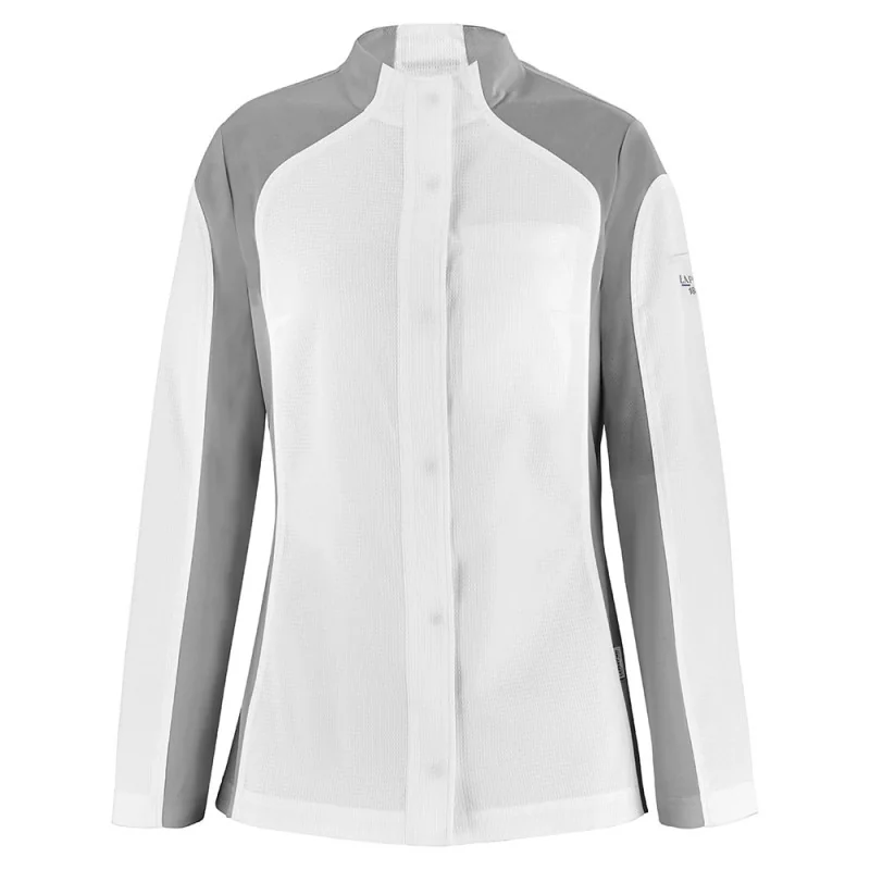 Veste de cuisine femme légère bi-matières EMULSION Lafont - 2MLS 3 / Taille L Blanc / Gris Perle
