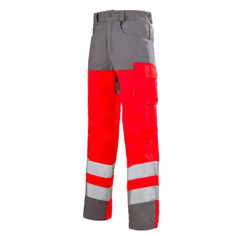 Pantalon haute-visibilité homme LAFONT IRIS - 1HVNXCP - EJ82 - Déstockage 3 / 48-50 Rouge hivi / Gris acier 82 cm