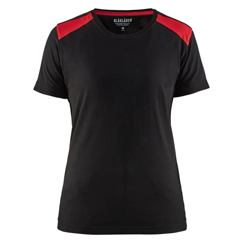T-shirt de travail femme léger 100% coton - 34791042 BLAKLADER Noir / Rouge XXL