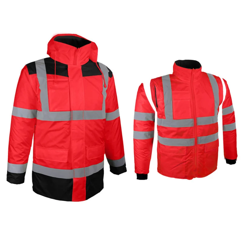 Parka haute visibilité rouge 4 en 1 - SINGER PARIRO - Fin de série 6 / Taille 3XL Rouge Hivi