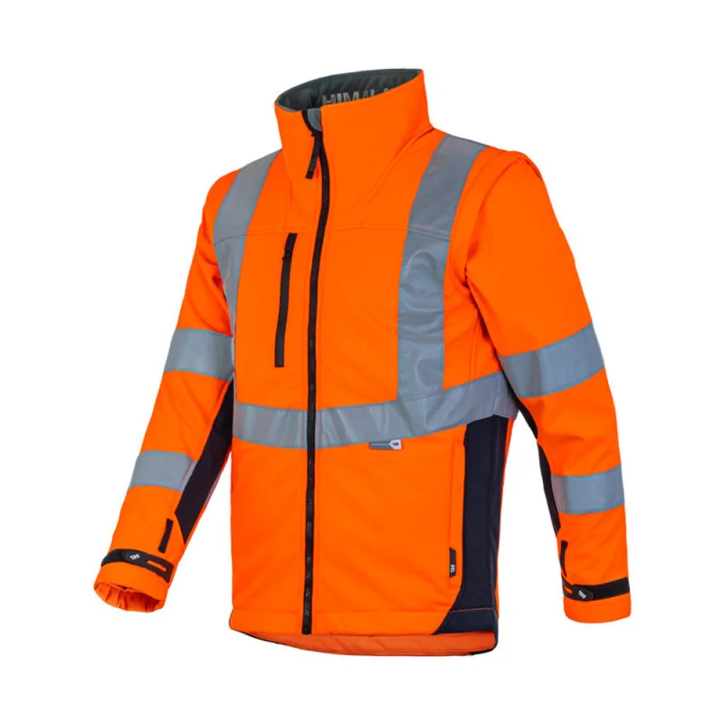 Softshell haute visibilité à manches amovibles - HIMALAYA T2S Orange hivi / Bleu Marine L