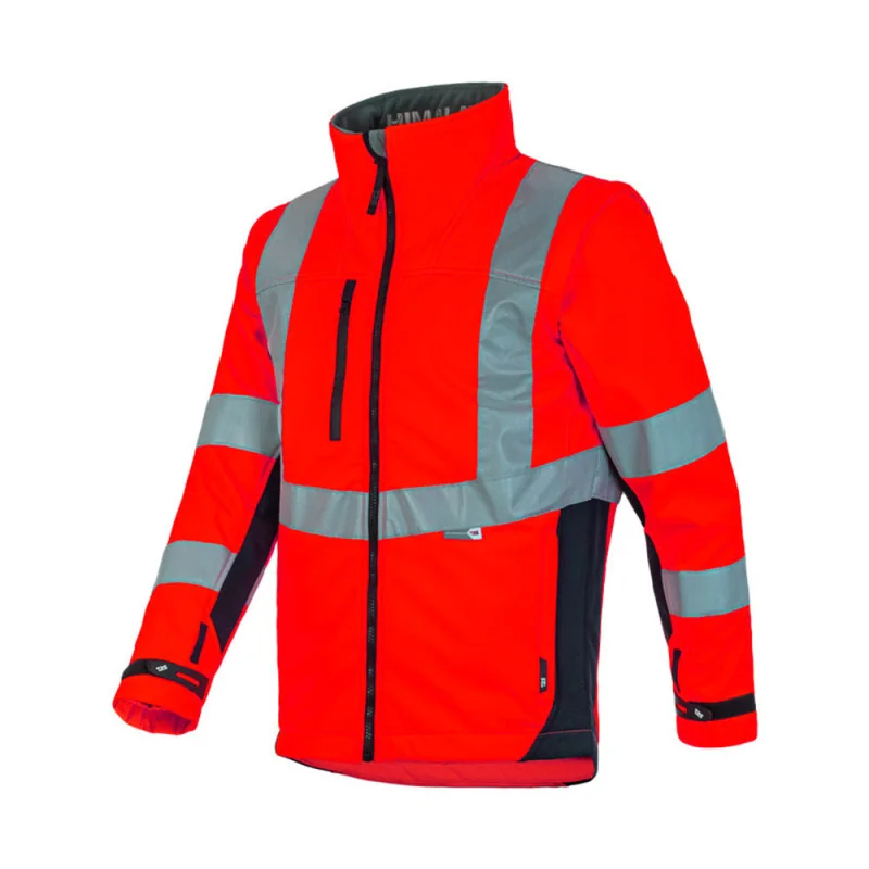 Softshell haute visibilité à manches amovibles - HIMALAYA T2S Rouge hivi / Bleu Marine S