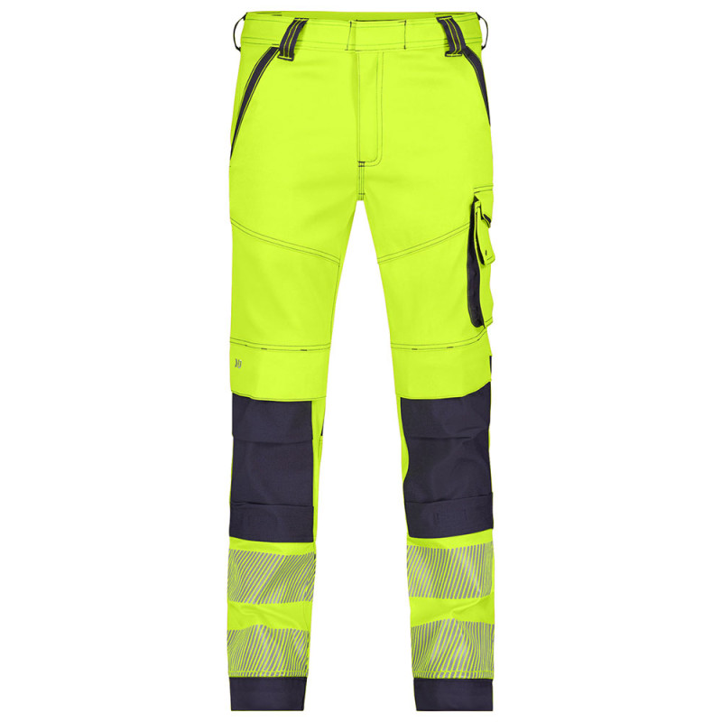 Pantalon haute visibilité stretch avec poches genoux - DASSY ARUBA 56 Jaune Fluo / Marine