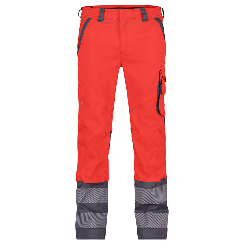 Pantalon stretch haute visibilité classe 2 - DASSY MINNESOTA 38 Rouge Fluo / Gris Ciment