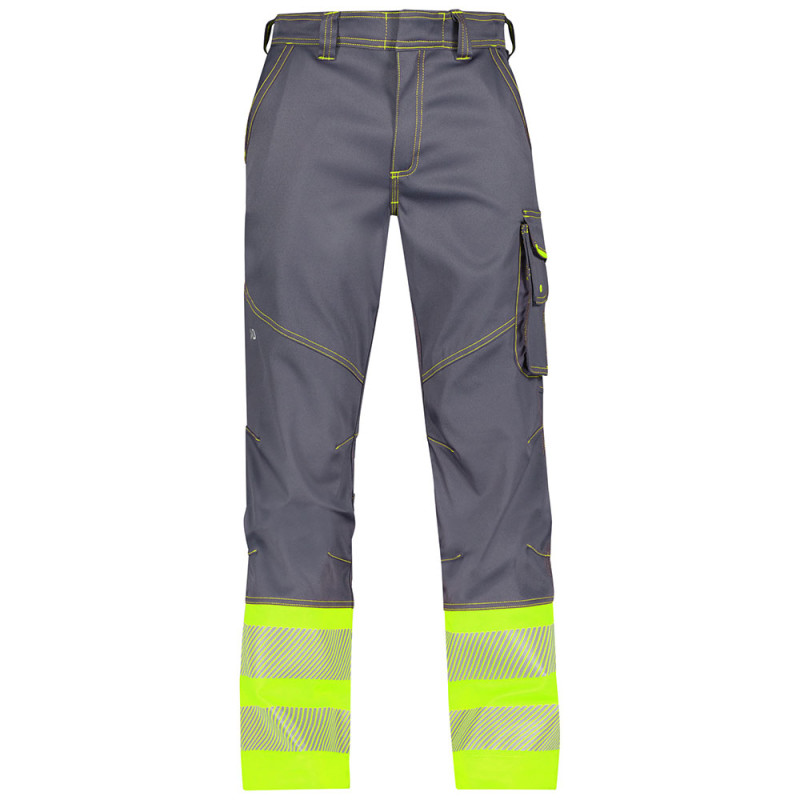 Pantalon haute visibilité stretch classe 1 - DASSY PRINCETON 62 Gris Ciment / Jaune Fluo