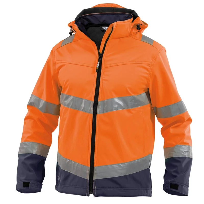 Softshell haute visibilité classe 2 / 3 - DASSY MALAGA 0 / Taille XS Orange hivi / Bleu Marine