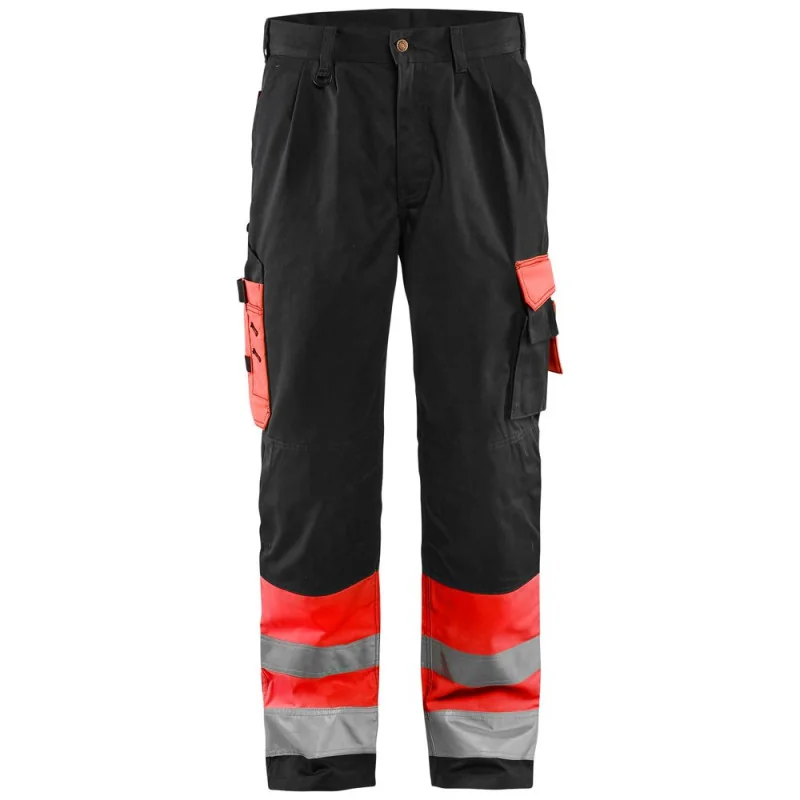 Pantalon haute visibilité classe 1 avec poches genouillères - 15841860 BLAKLADER 44 Rouge hivi / Noir