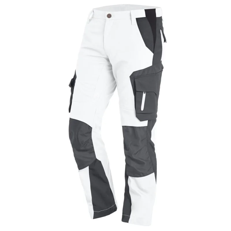 Pantalon de travail slim homme - FLORIAN FHB 56 Blanc / Gris