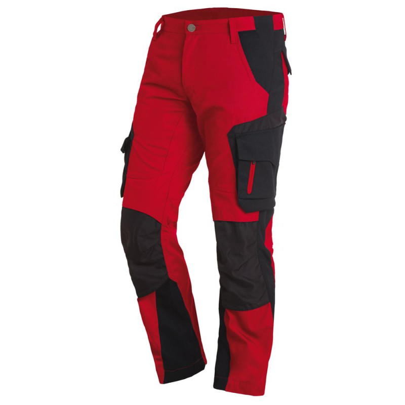 Pantalon de travail slim homme - FLORIAN FHB 50 Rouge / Noir