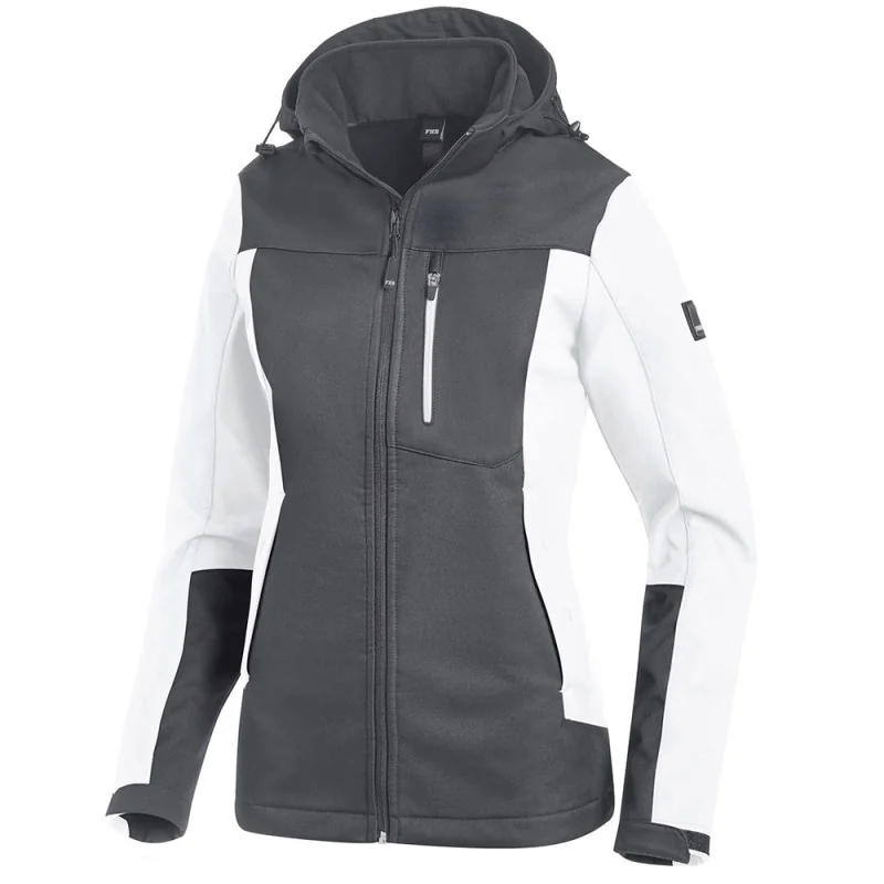 Softshell de travail femme souple et déperlante - JULIA FHB Blanc / Gris XS