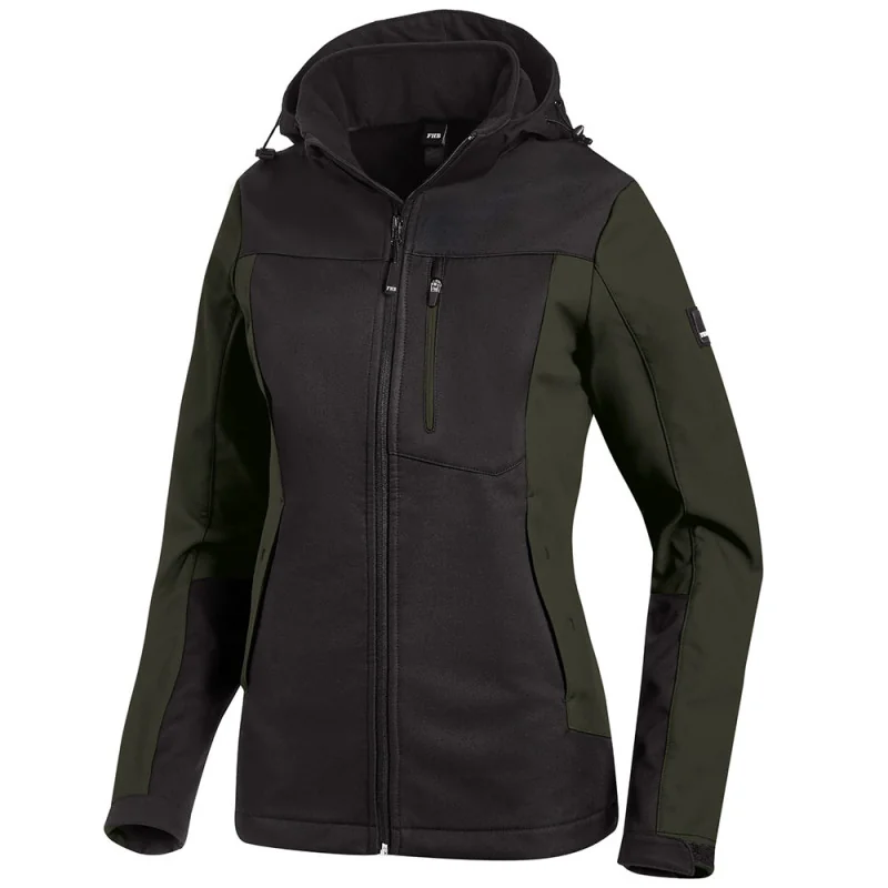 Softshell de travail femme souple et déperlante - JULIA FHB XL Vert olive / Noir