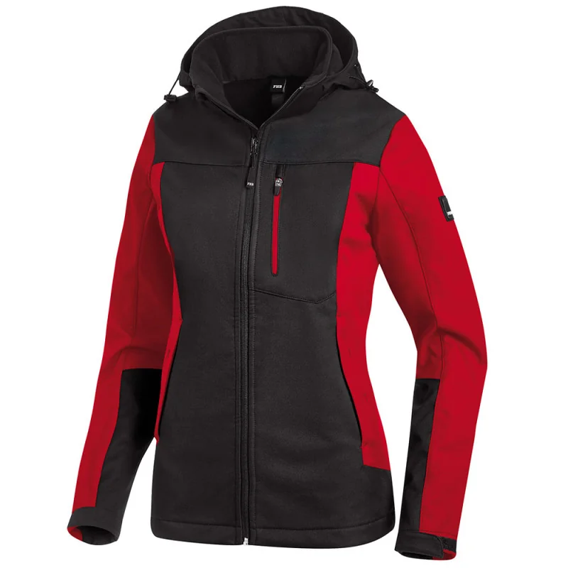 Softshell de travail femme souple et déperlante - JULIA FHB Rouge / Noir L
