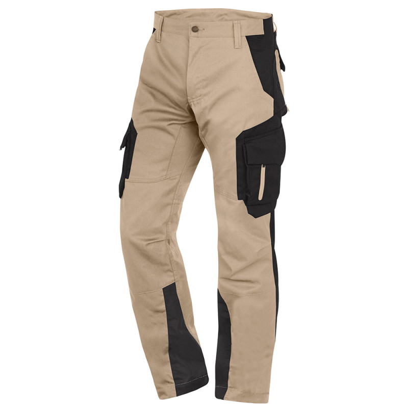 Pantalon de travail slim fit homme - FABIAN FHB 38 Beige / Noir