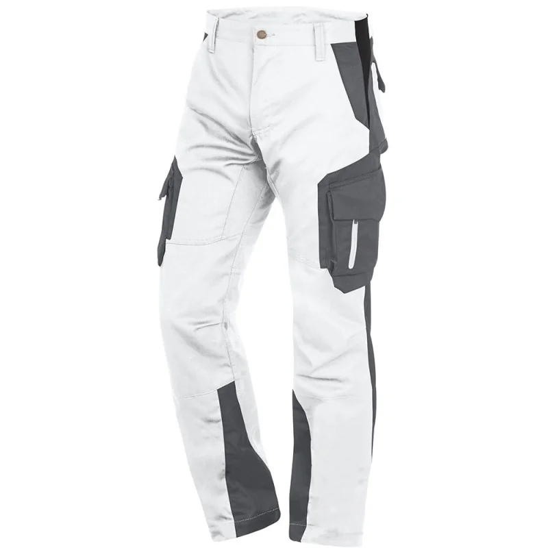 Pantalon de travail slim fit homme - FABIAN FHB 54 Blanc / Gris