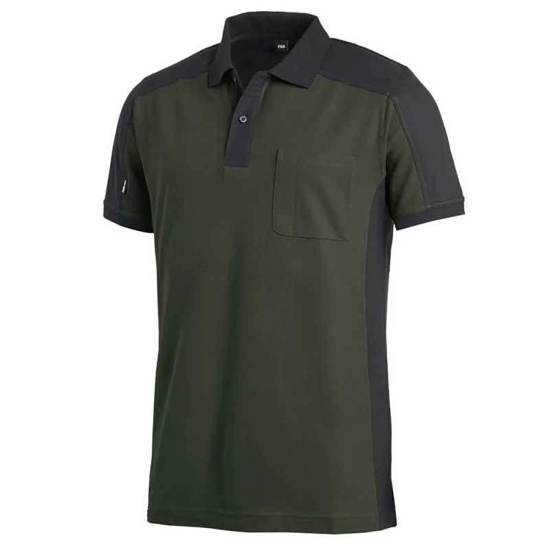 Polo de travail bicolore manches courtes - KONRAD FHB XS Vert olive / Noir