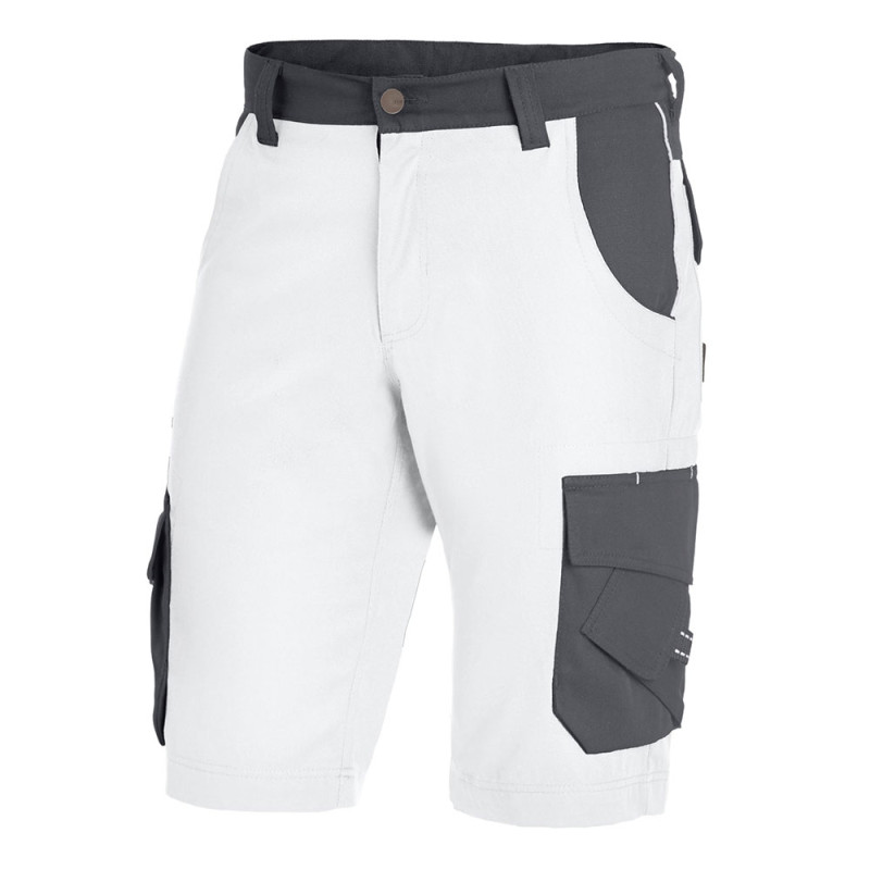 Short de travail bicolore multipoches - THEO FHB 60 Blanc / Gris