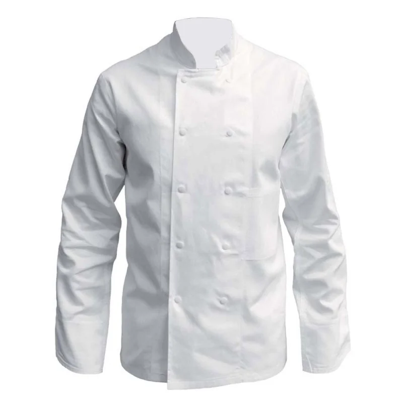 Veste de cuisinier manches longues 100% coton - PBV 16AP110 Blanc T0 / Taille S