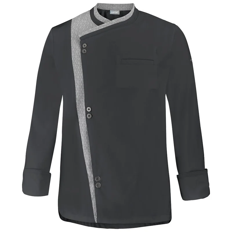 Veste de cuisine homme asymétrique - GARLIC LAFONT 0 / Taille XS Gris / Motif