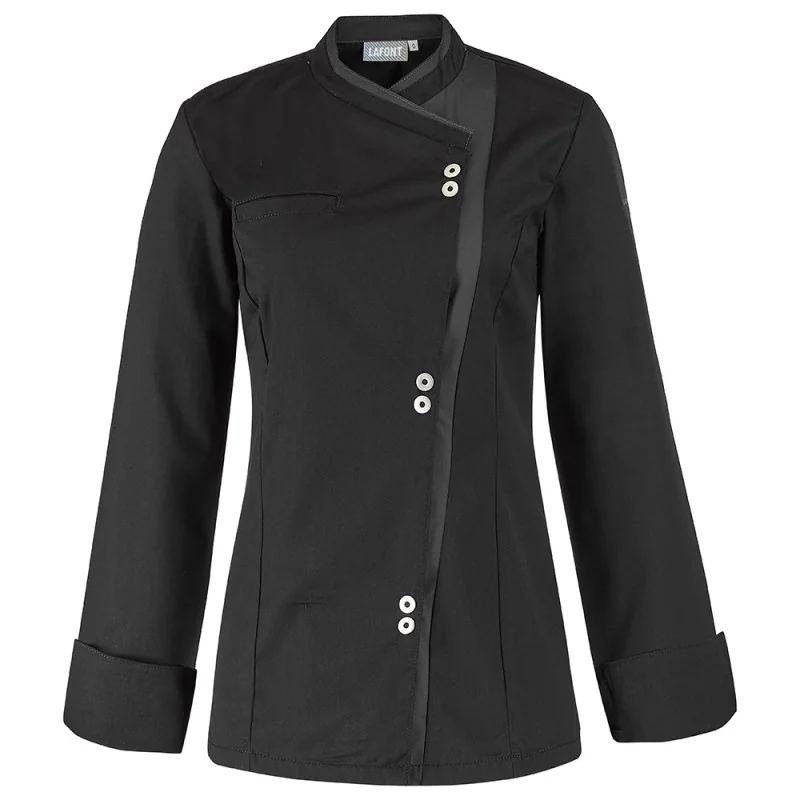 Veste de cuisine femme moderne Lafont ROSEMARY - 2ROSCP - Déstockage 6 / Taille 3XL Noir / Gris