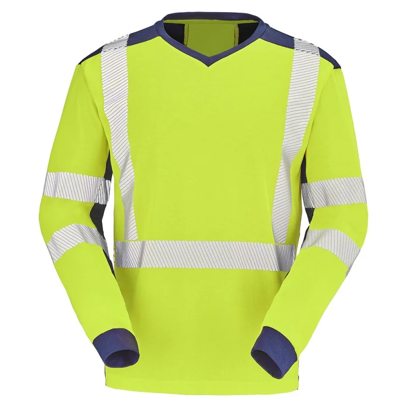 Tee shirt haute visibilité manches longues anti-UV CHERGUI - 9T85 Cepovett 2 / Taille M Jaune hivi / Bleu Marine