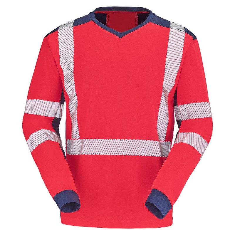 Tee shirt haute visibilité manches longues anti-UV CHERGUI - 9T85 Cepovett 3 / Taille L Rouge hivi / Bleu Marine