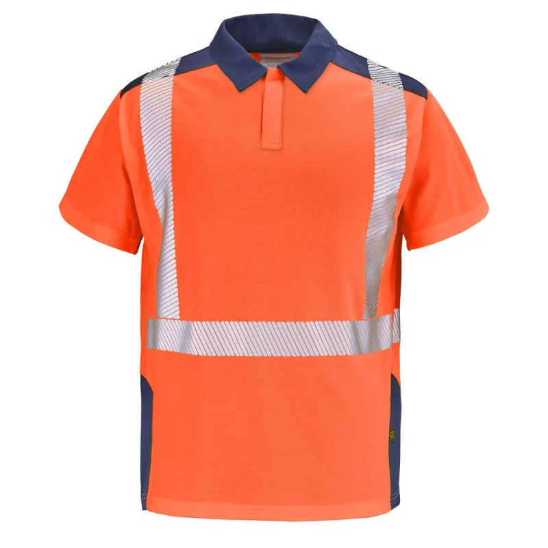 Polo de chantier haute visibilité manches courtes anti-UV SIMOUN - 9T86 Cepovett 1 / Taille S Orange hivi / Bleu Marine