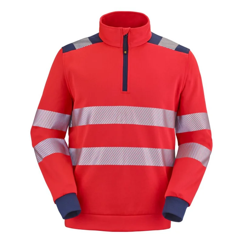 Sweat haute visibilité col camionneur zippé JACKHAMMER - 9S10 Fluo Safe XP Cepovett 6 / Taille 3XL Rouge hivi / Bleu Marine