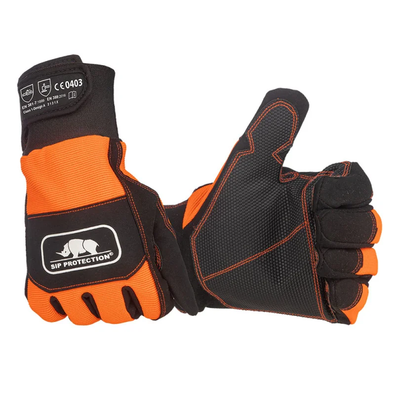 Gants anti coupure tronçonneuse classe 1 type A protection des 2 mains - 2XD3 SIP PROTECTION 12 Orange / Noir