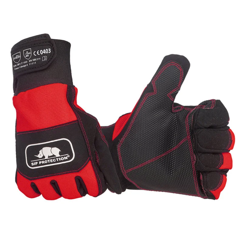 Gants anti coupure tronçonneuse classe 1 type A protection des 2 mains - 2XD3 SIP PROTECTION Rouge / Noir 8
