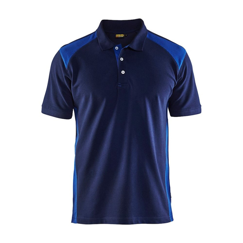 Polo de travail bicolore manches courtes - BLAKLADER 3324 M Marine / Bleu roi