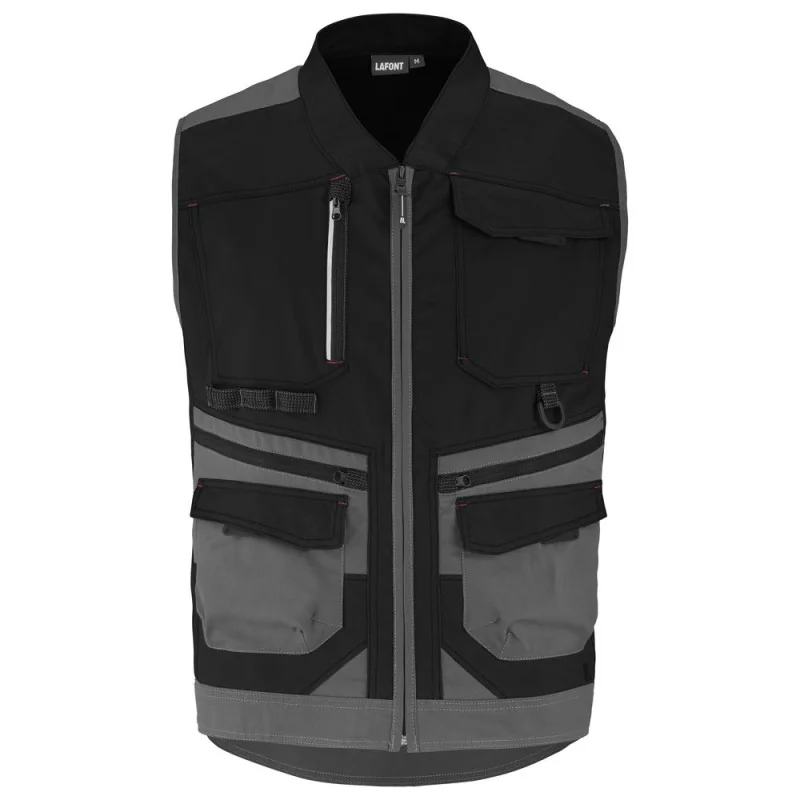 Gilet de travail multipoches Lafont TROWEL - 9ATT3 Work Attitude 3 1 / Taille S Noir contrasté Gris Charbon