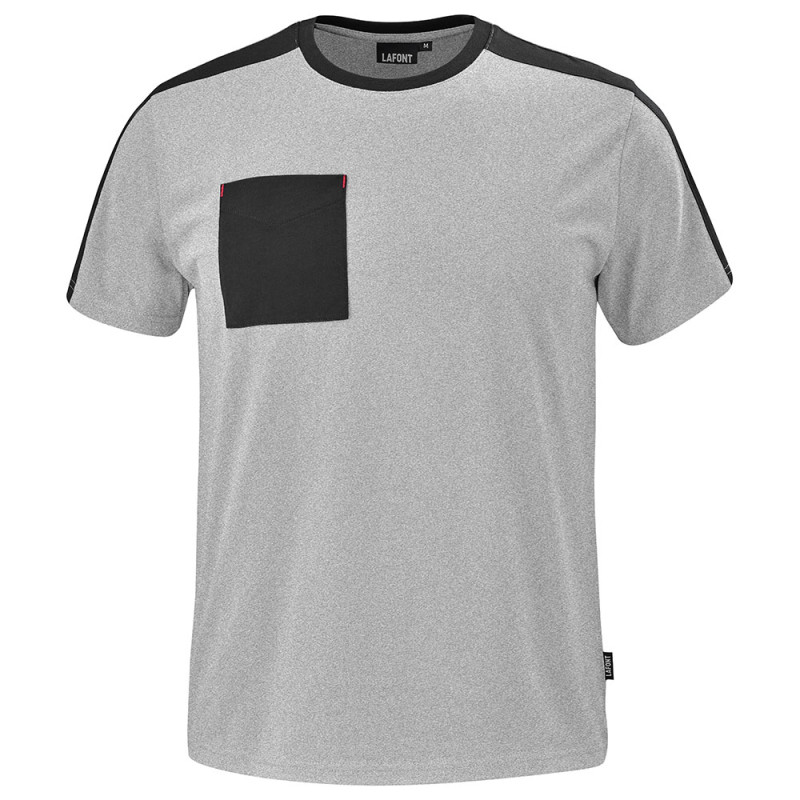 Tee shirt de travail manches courtes Lafont CHISEL - C190ATT2 Work Attitude 3 2 / Taille M Gris Chiné / Noir