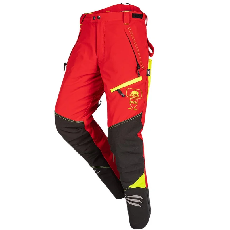 Pantalon anti coupure classe 1 type A stretch - NINJA SIP PROTECTION S Rouge / Jaune / Noir