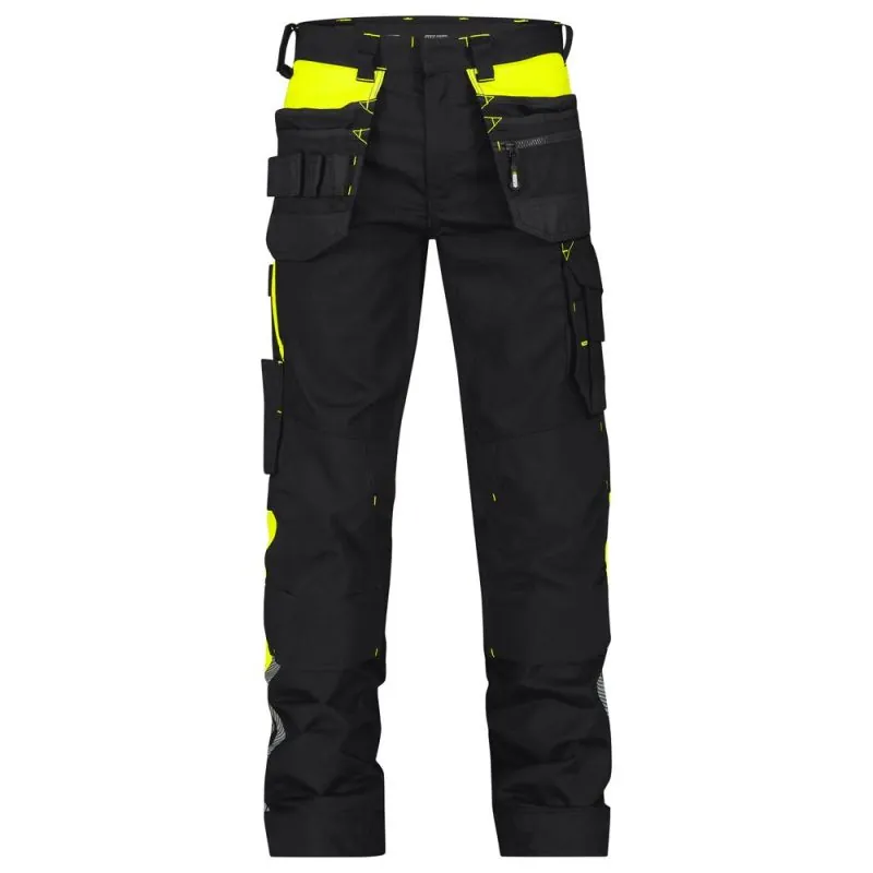 Pantalon de travail multipoches avec détails fluorescents - SHANGHAI DASSY Logix 46 Noir / Jaune fluo